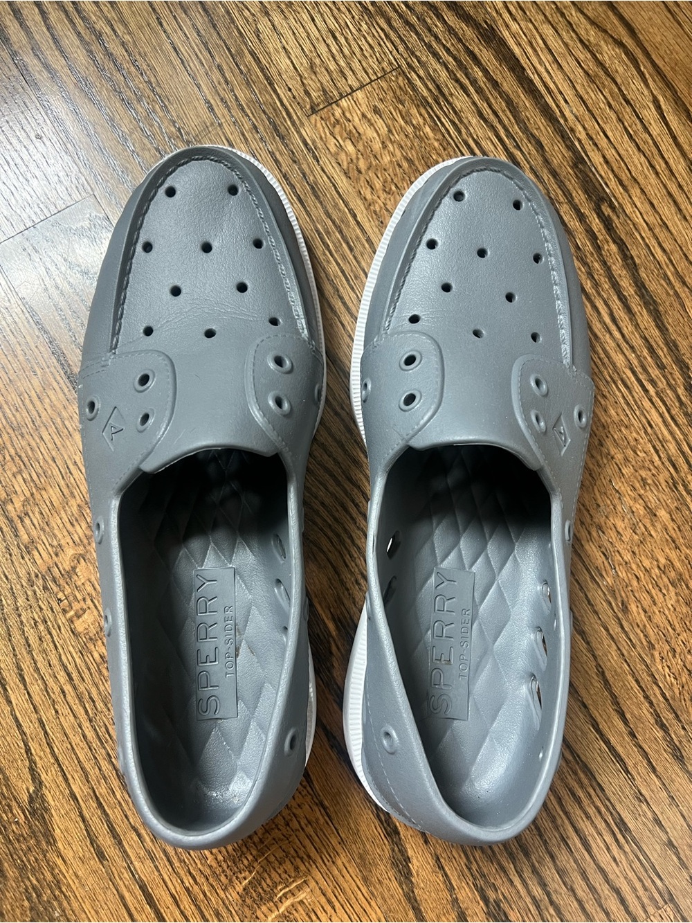 Sperry Men's Gray Slip-On Perforated Boat Shoes - Picture 2 of 11